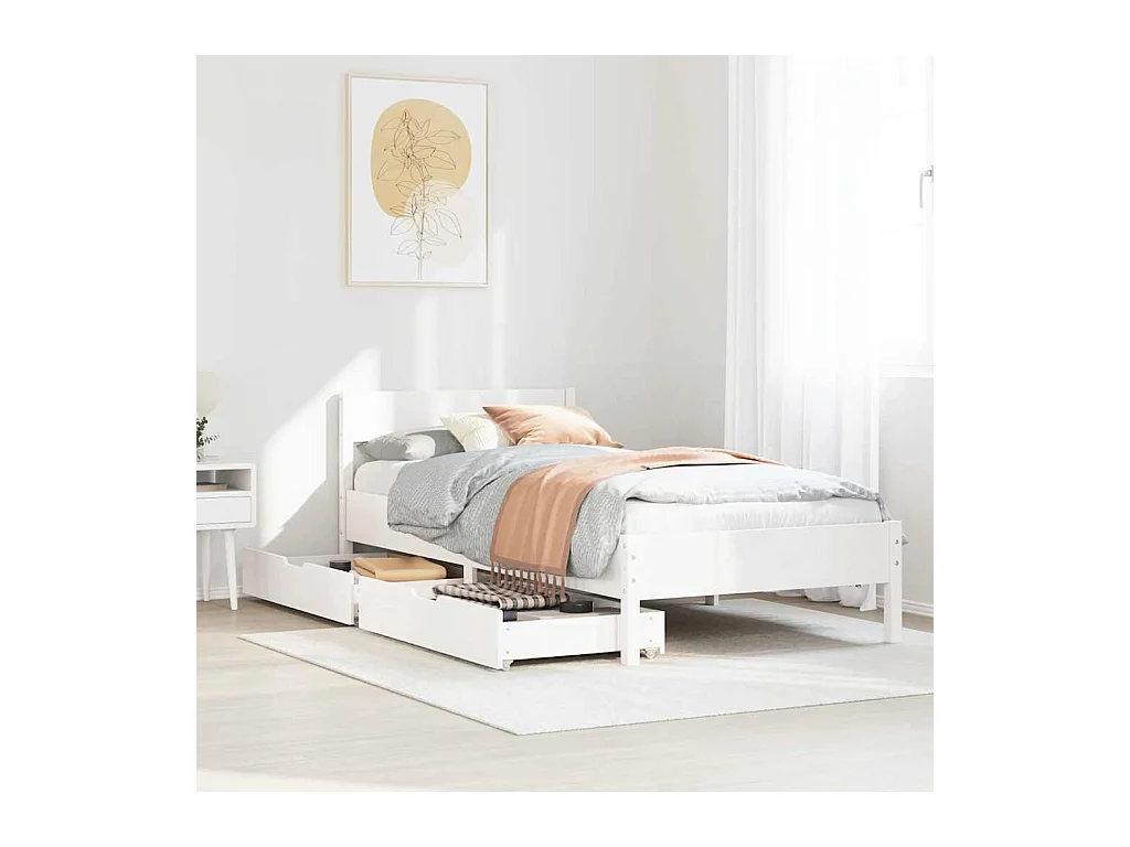 Estructura de cama sin colchón madera de pino blanca 90x200 cm