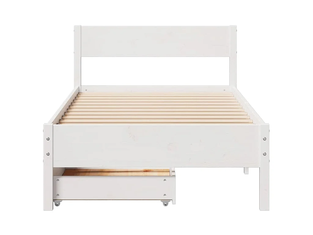 Cadre de lit sans matelas blanc 90x200 cm bois de pin massif