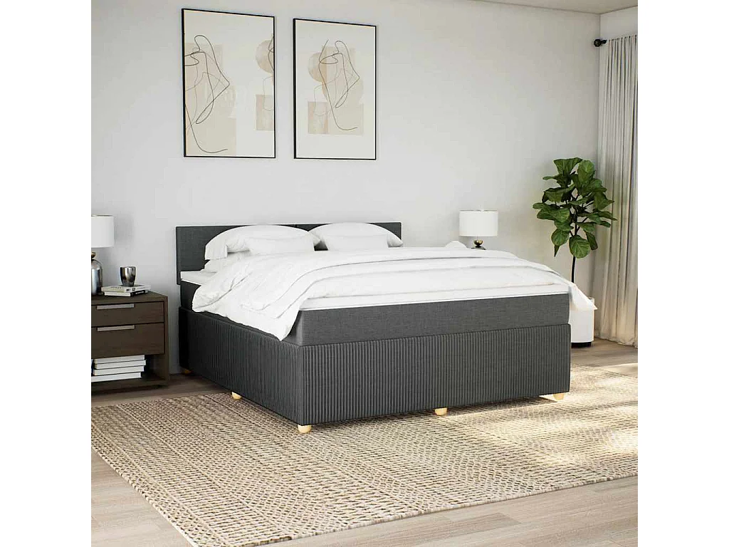 Cama com molas/colchão 180x200 cm tecido cinzento-escuro