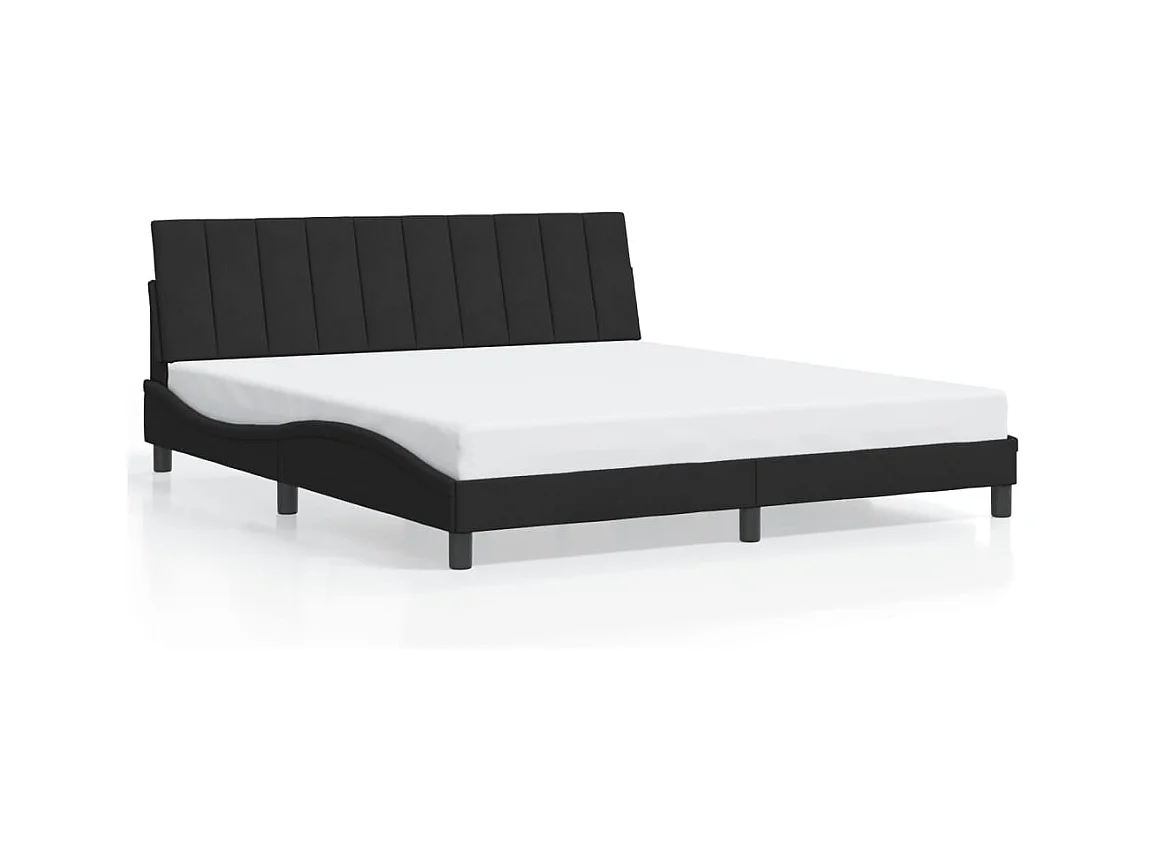 Cadre de lit avec LED sans matelas Hanko noir 180x200 cm velours
