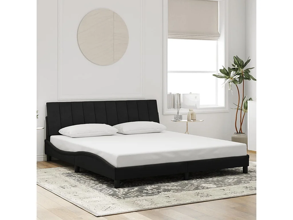 Bedframe met LED zonder matras "Hanko"  fluweel zwart 180x200 cm