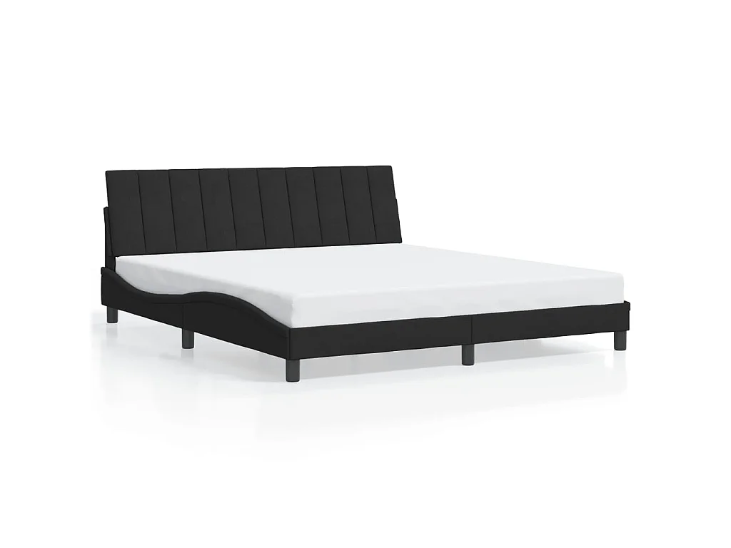 Bedframe met LED zonder matras "Hanko"  fluweel zwart 180x200 cm
