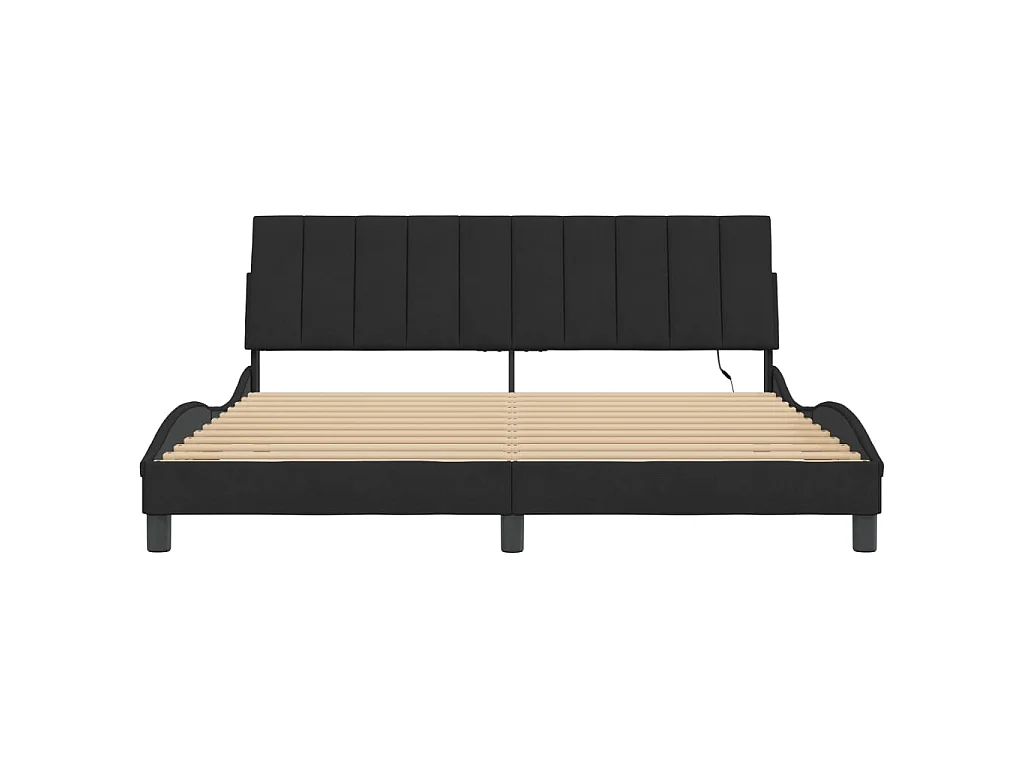 Bedframe met LED zonder matras "Hanko"  fluweel zwart 180x200 cm