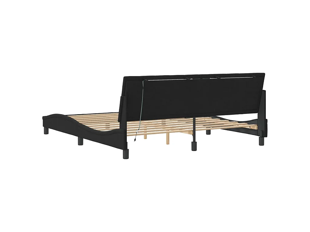 Bedframe met LED zonder matras "Hanko"  fluweel zwart 180x200 cm