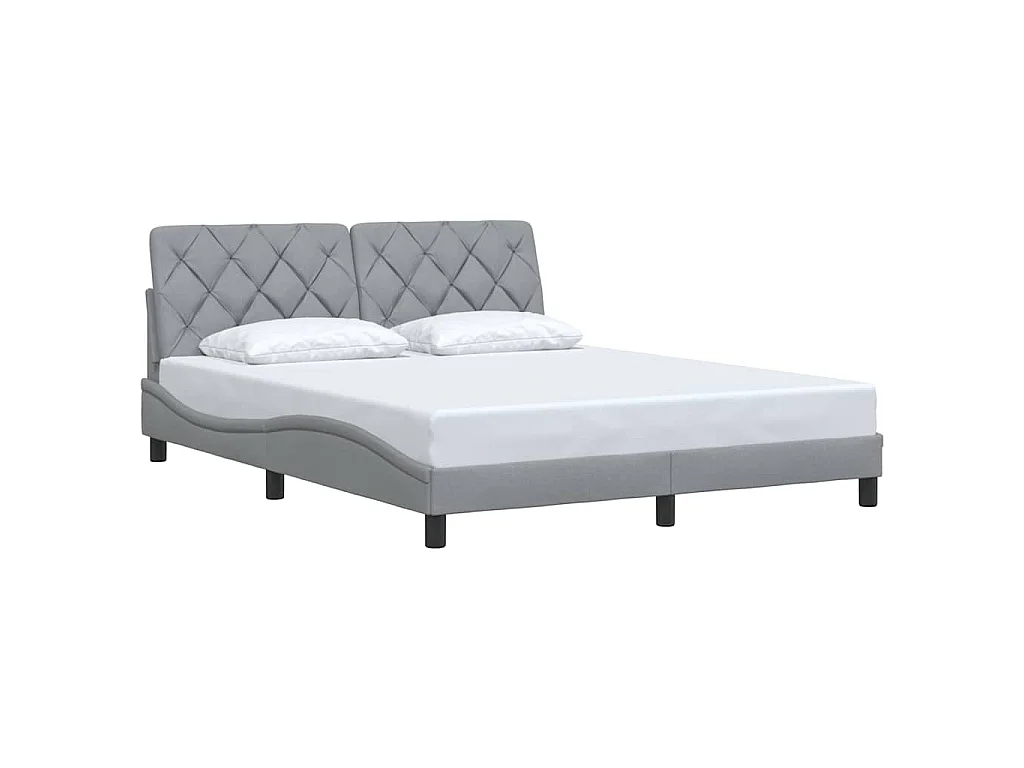 Estrutura de cama sem colchão 160x200 cm tecido cinzento-claro