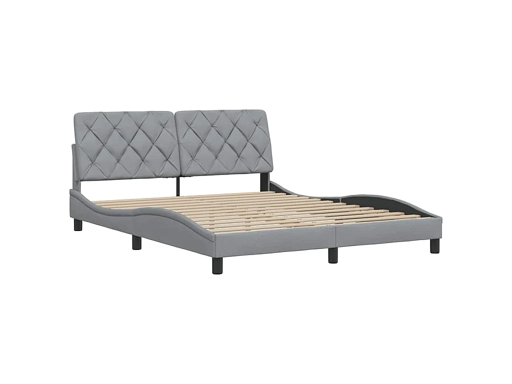 Estrutura de cama sem colchão 160x200 cm tecido cinzento-claro