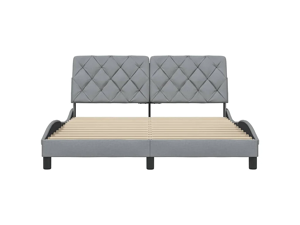 Estrutura de cama sem colchão 160x200 cm tecido cinzento-claro