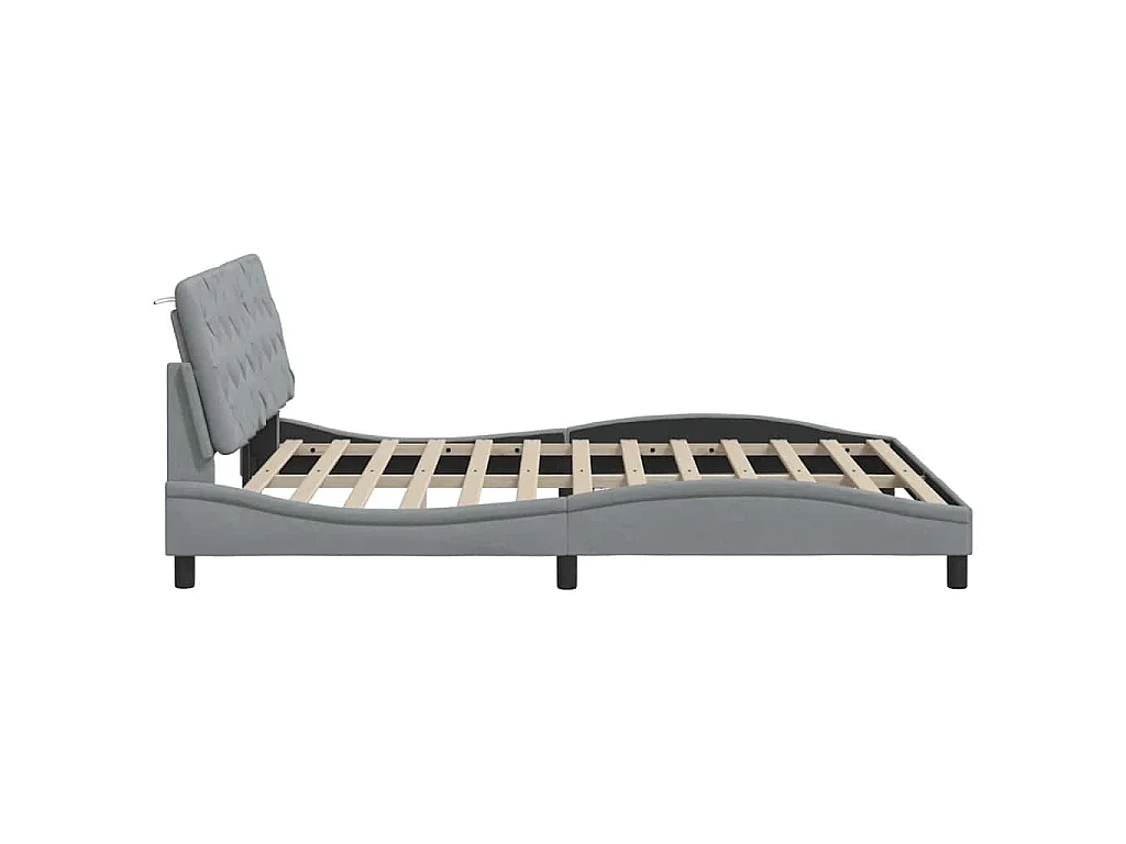 Estrutura de cama sem colchão 160x200 cm tecido cinzento-claro