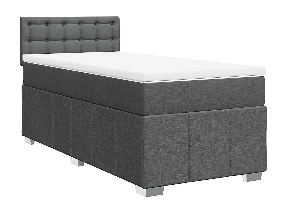 Sommier à lattes de lit et matelas Gris foncé 90x190 cm Tissu
