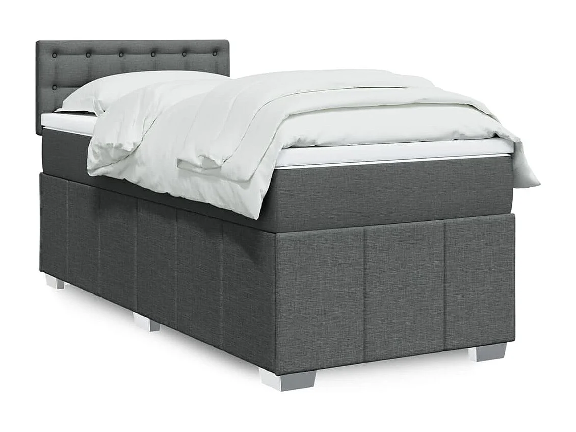 Sommier à lattes de lit et matelas Gris foncé 90x190 cm Tissu