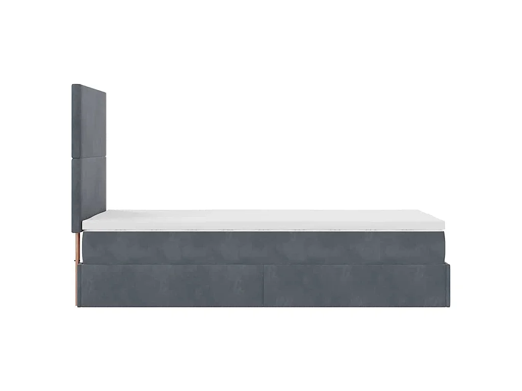 Ottoman-Bett mit Matratzen & LEDs Dunkelgrau 100x200 cm Samt