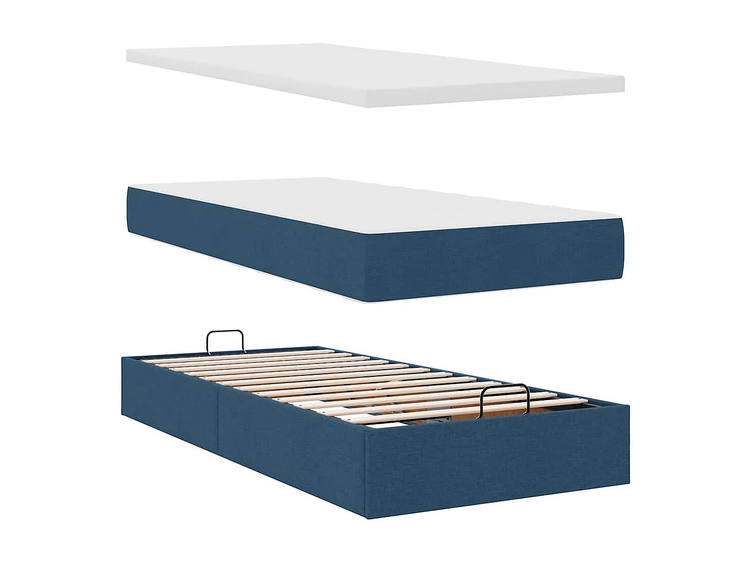 Ottoman-Bett mit Matratze Blau 90x200 cm Stoff