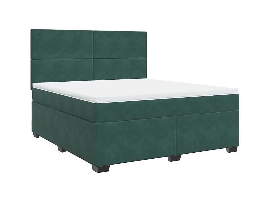 Boxspringbett mit Matratze Dunkelgrün 180x200 cm Samt