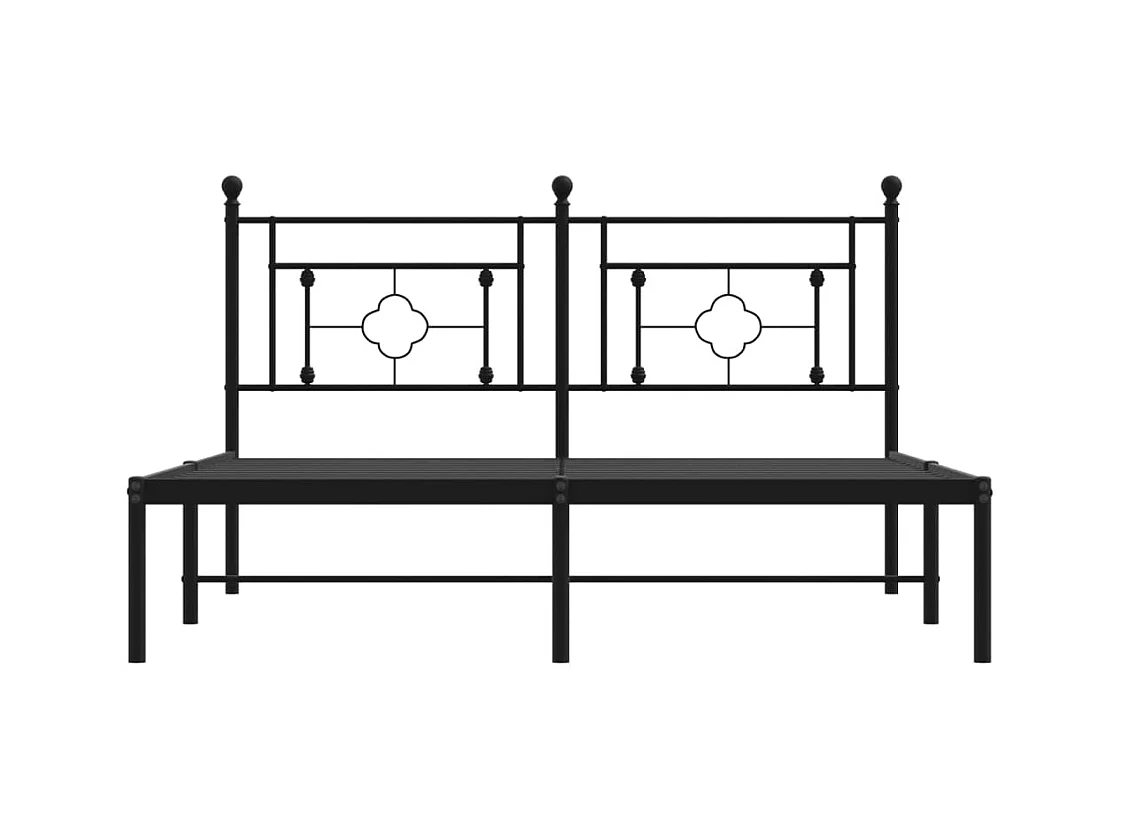 Cadre de lit métal sans matelas et tête de lit noir 160x200 cm