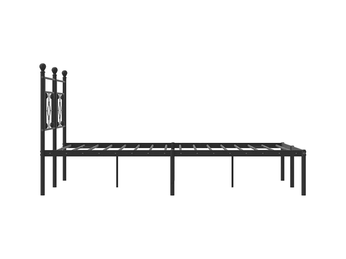 Cadre de lit métal sans matelas et tête de lit noir 160x200 cm