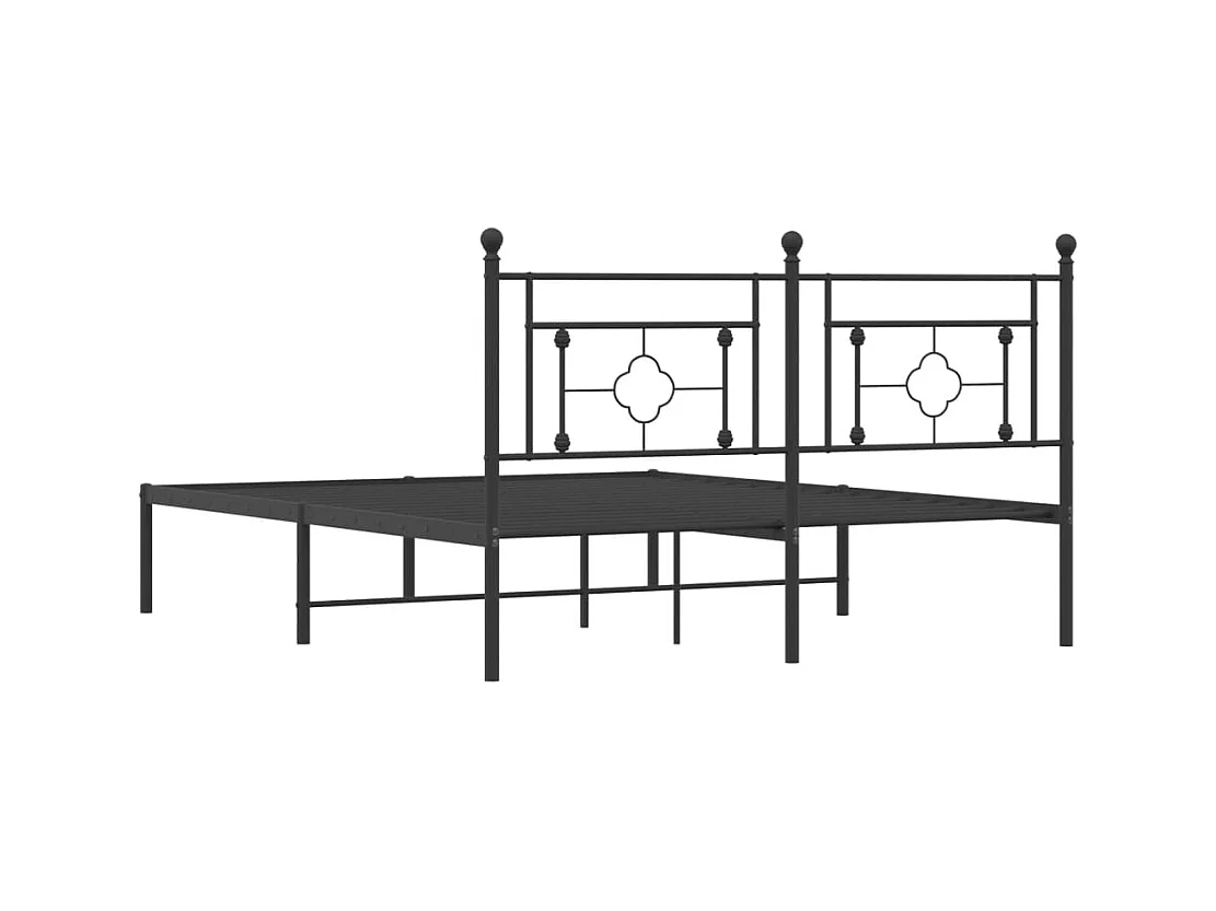 Cadre de lit métal sans matelas et tête de lit noir 160x200 cm