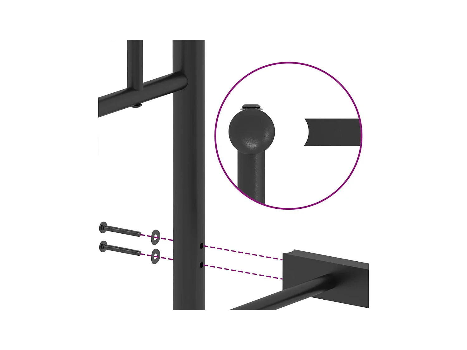 Cadre de lit métal sans matelas et tête de lit noir 160x200 cm