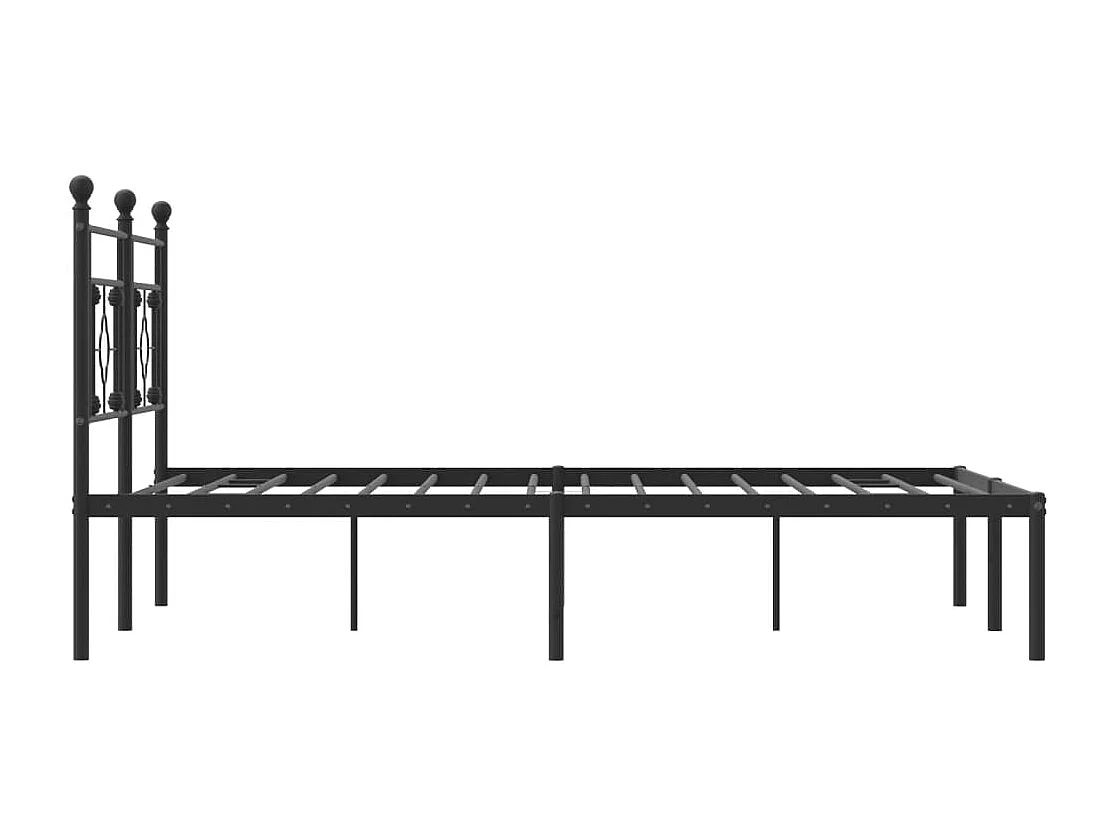 Cadre de lit métal sans matelas et tête de lit noir 160x200 cm