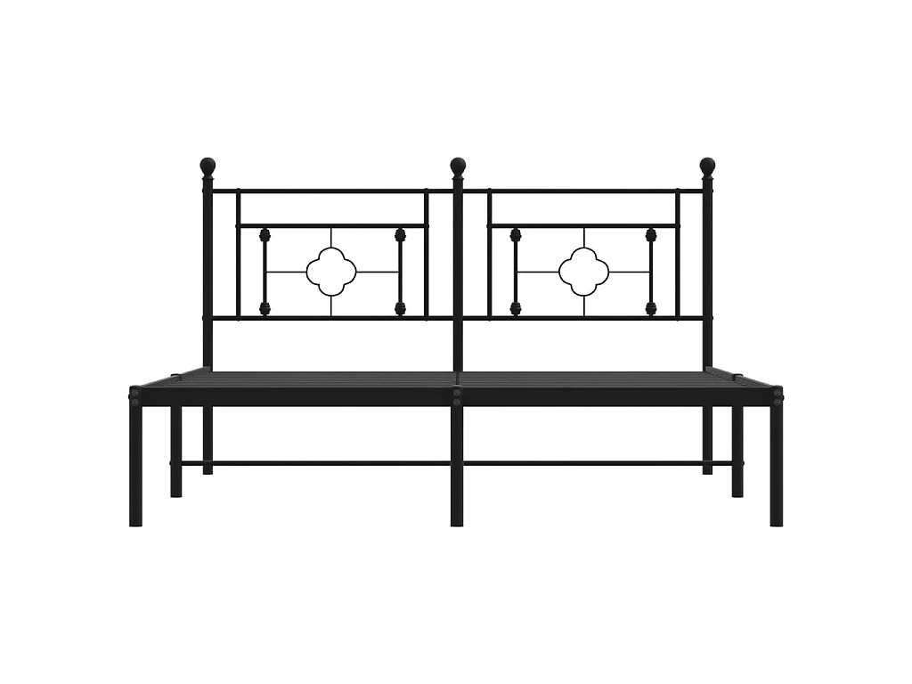 Cadre de lit métal sans matelas et tête de lit noir 160x200 cm