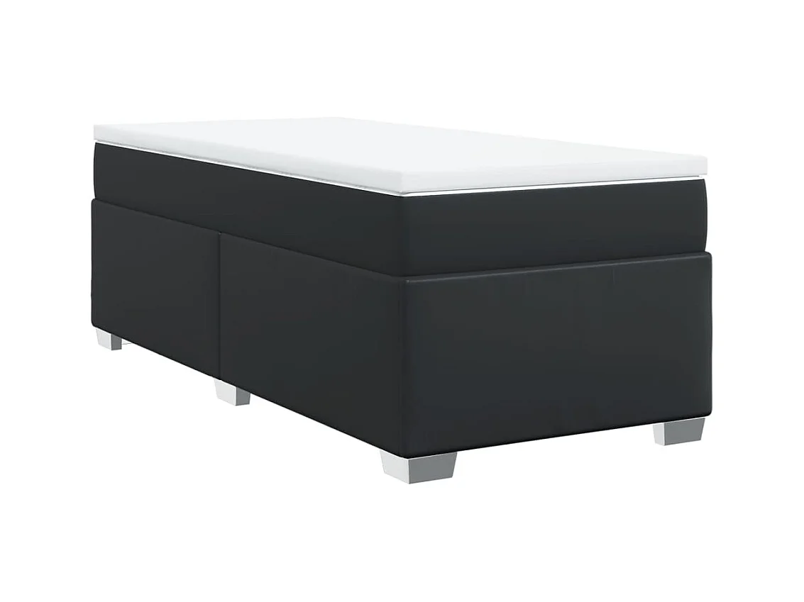 Giroletto a Molle con Materasso Nero 90x190 cm in Similpelle