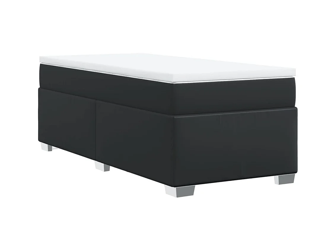 Giroletto a Molle con Materasso Nero 90x190 cm in Similpelle