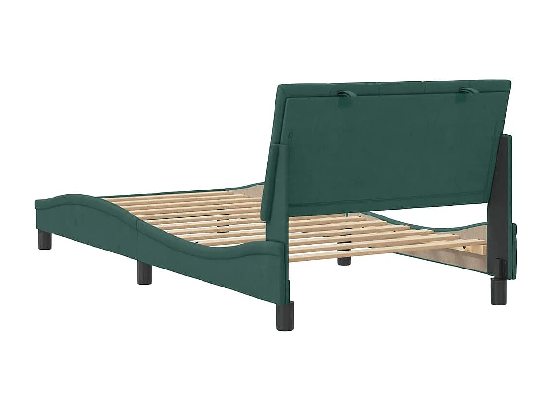 Cadre de lit sans matelas Hanko vert foncé 100x200 cm velours