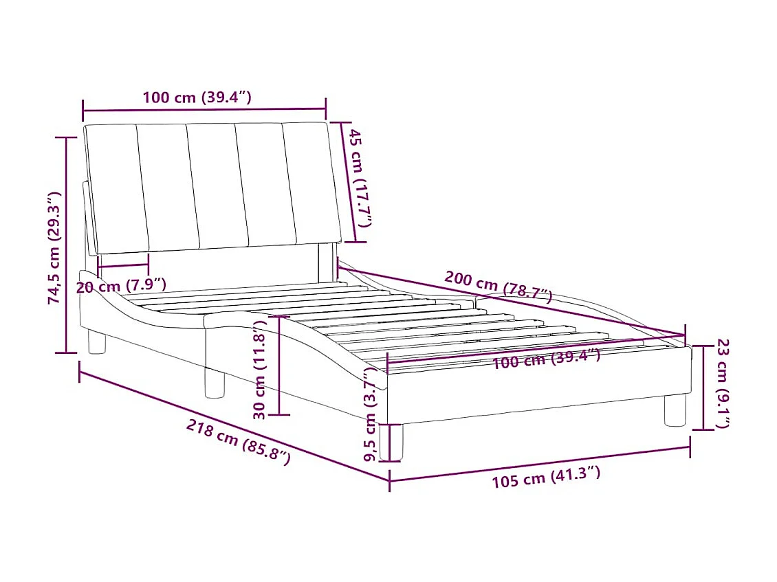 Cadre de lit sans matelas Hanko vert foncé 100x200 cm velours