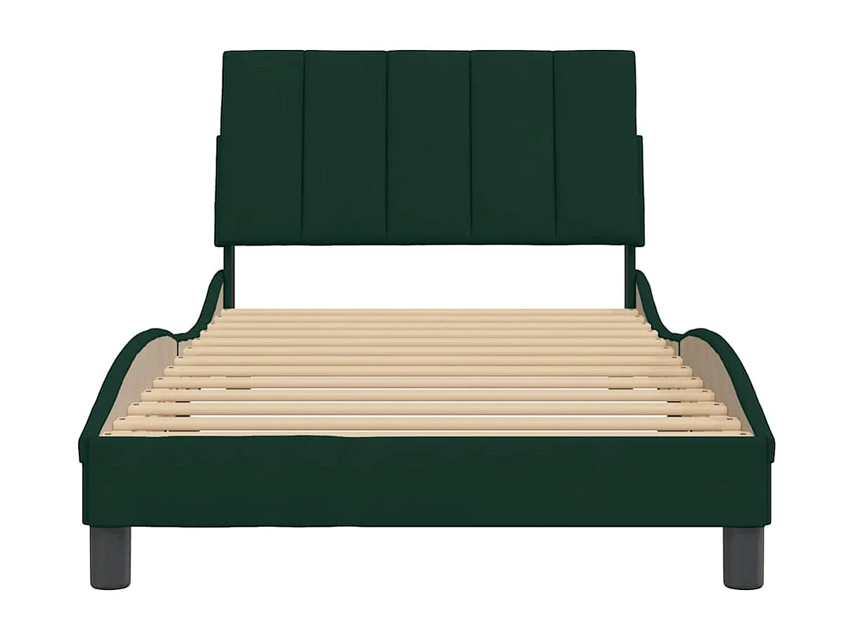 Cadre de lit sans matelas Hanko vert foncé 100x200 cm velours