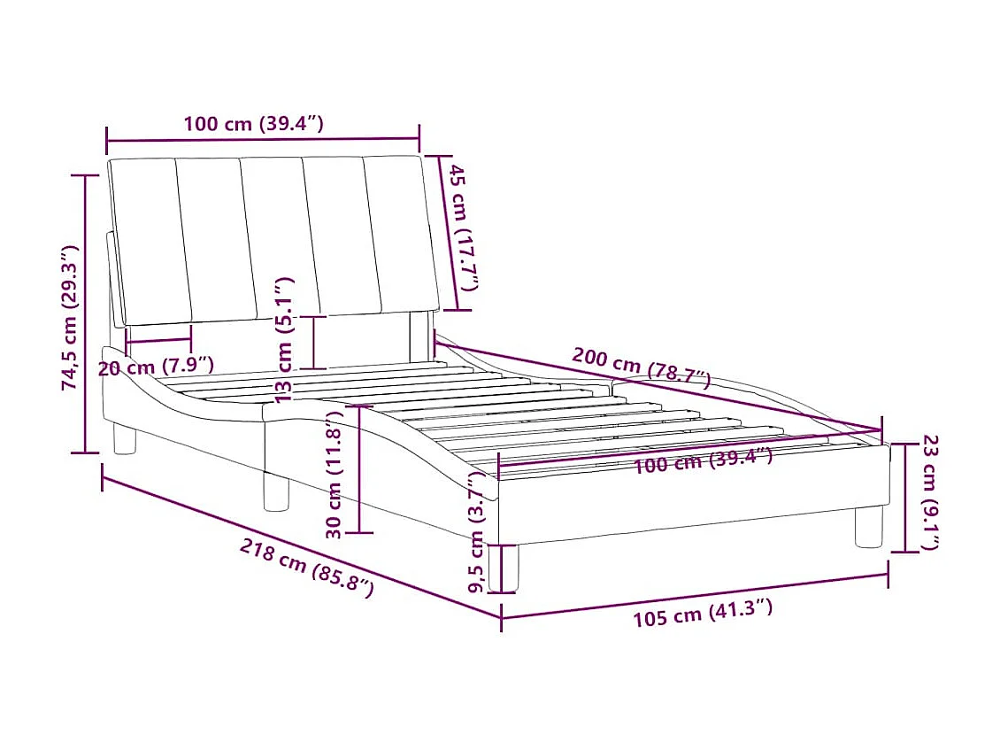 Cadre de lit sans matelas Hanko vert foncé 100x200 cm velours