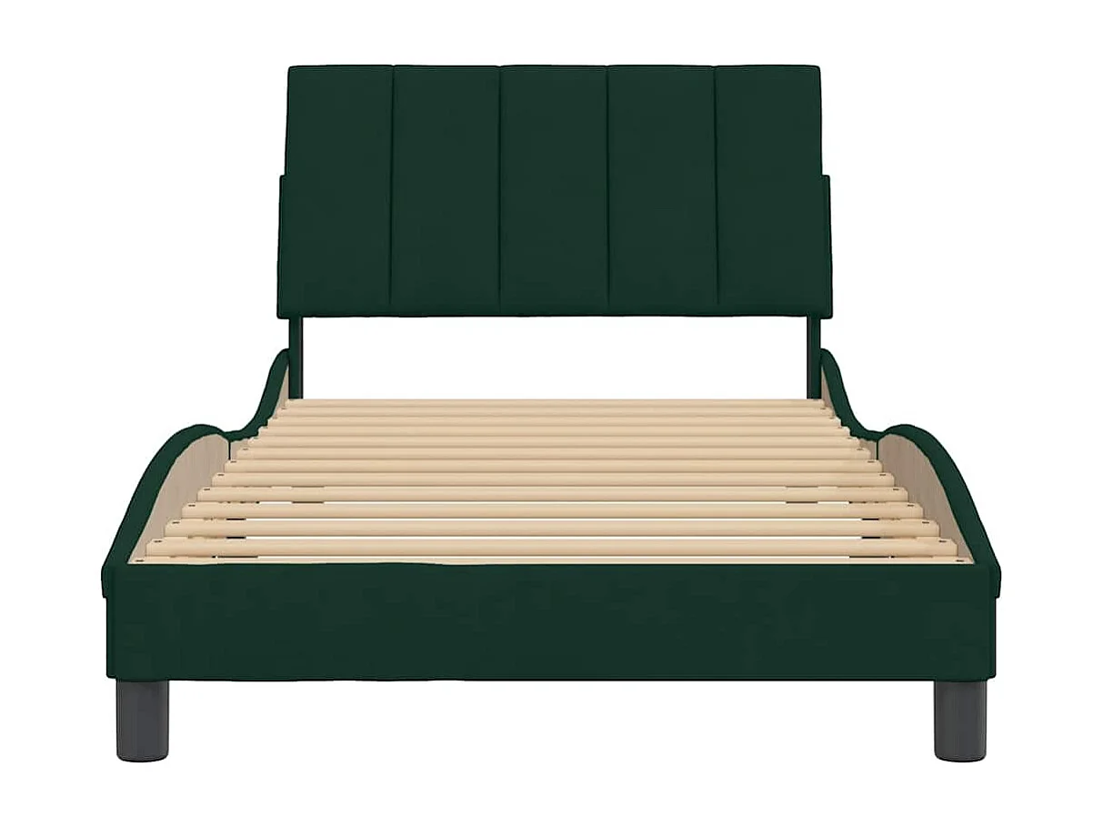 Cadre de lit sans matelas Hanko vert foncé 100x200 cm velours