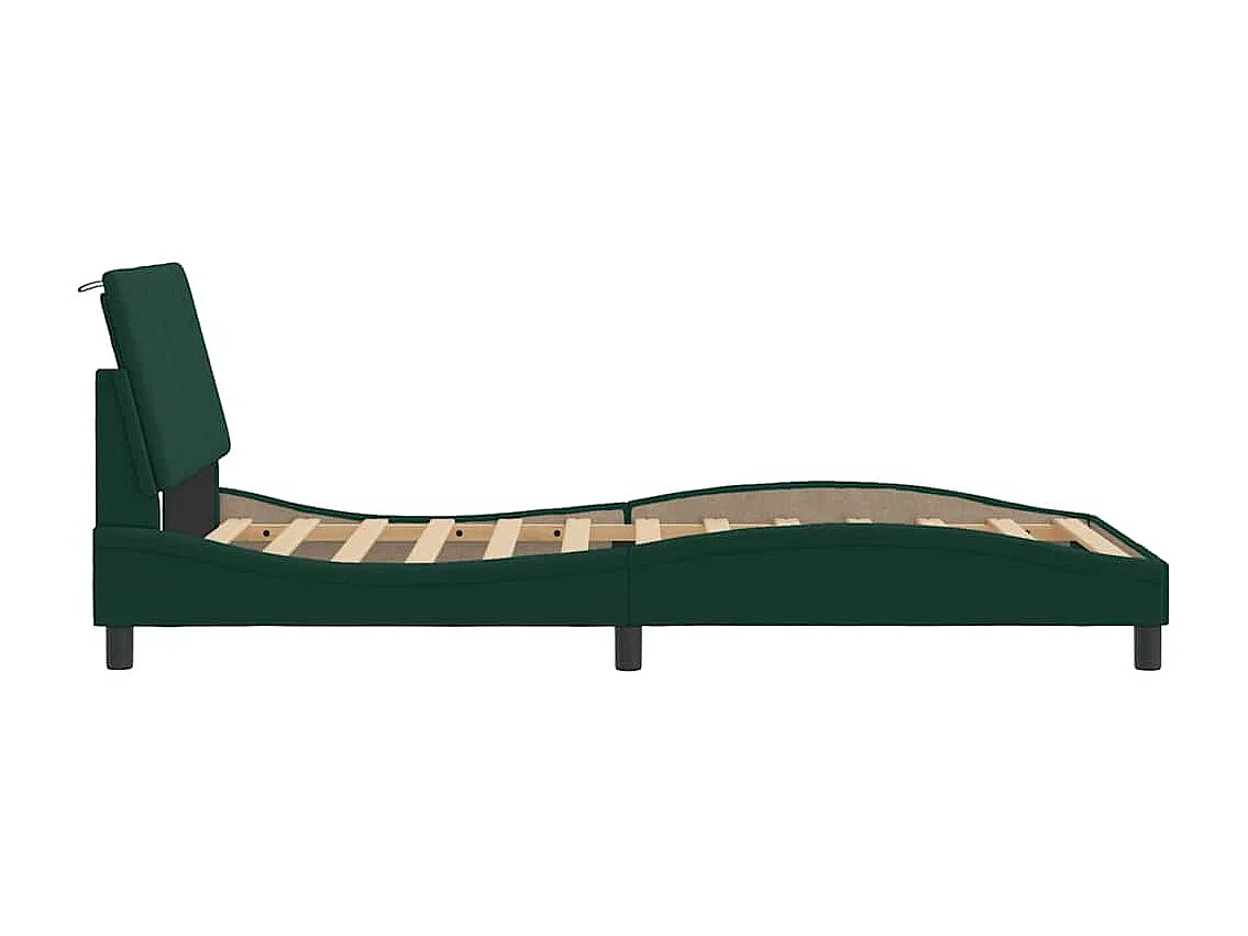 Cadre de lit sans matelas Hanko vert foncé 100x200 cm velours