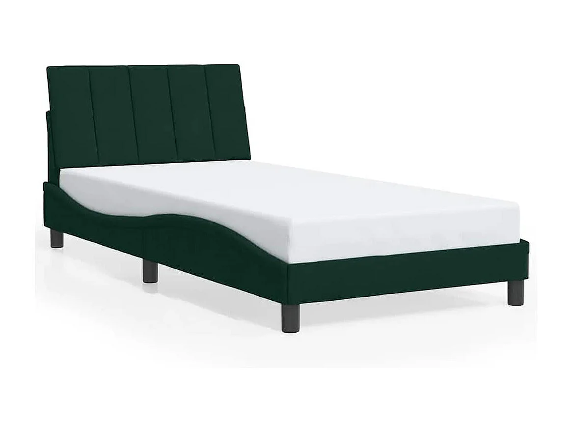 Bedframe zonder matras "Hanko" 100x200 cm fluweel donkergroen