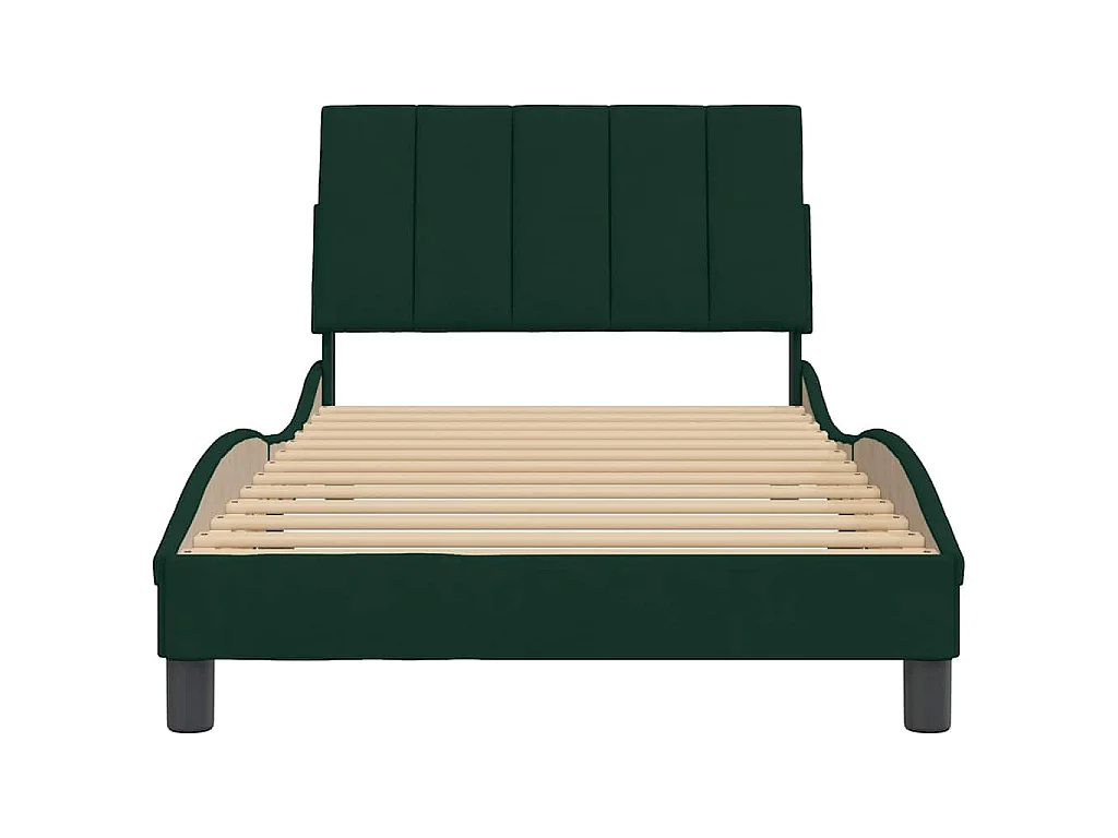 Cadre de lit sans matelas Hanko vert foncé 100x200 cm velours