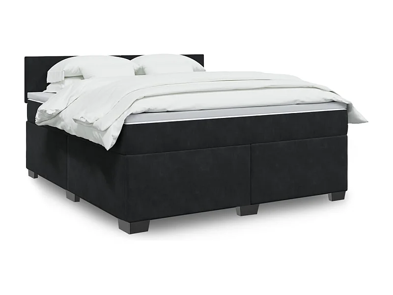 Boxspringbett mit Matratze Schwarz 180x200 cm Samt