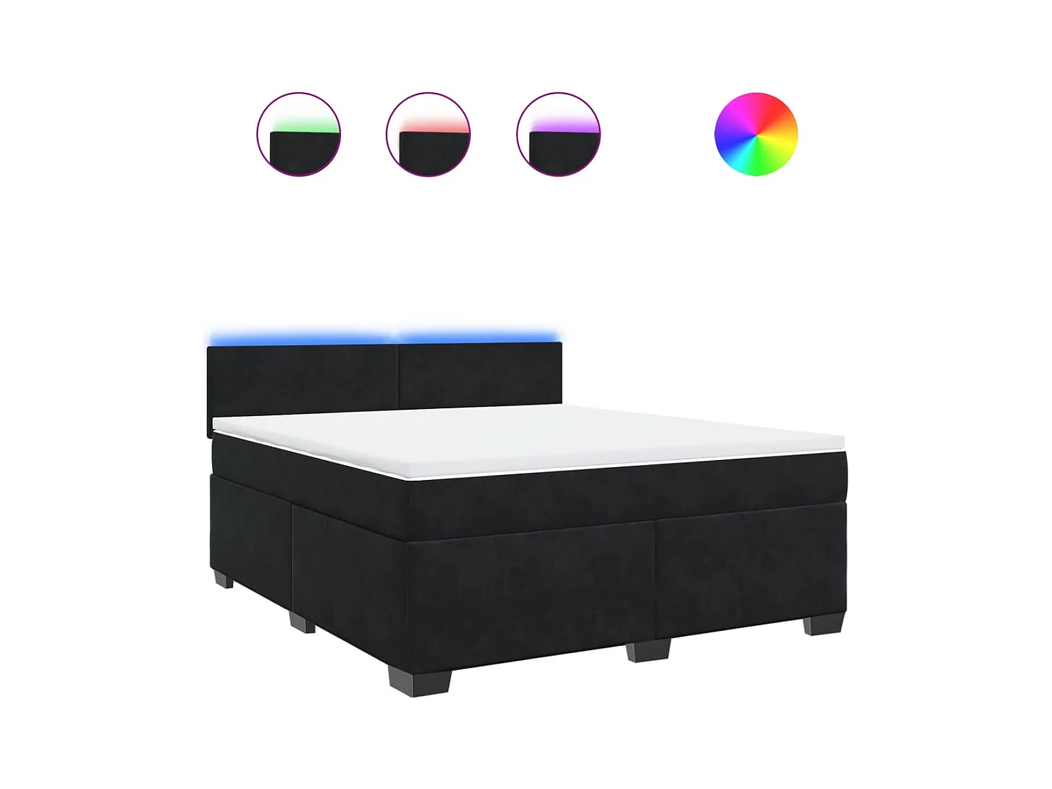 Sommier à lattes de lit avec matelas Noir 180x200 cm Velours