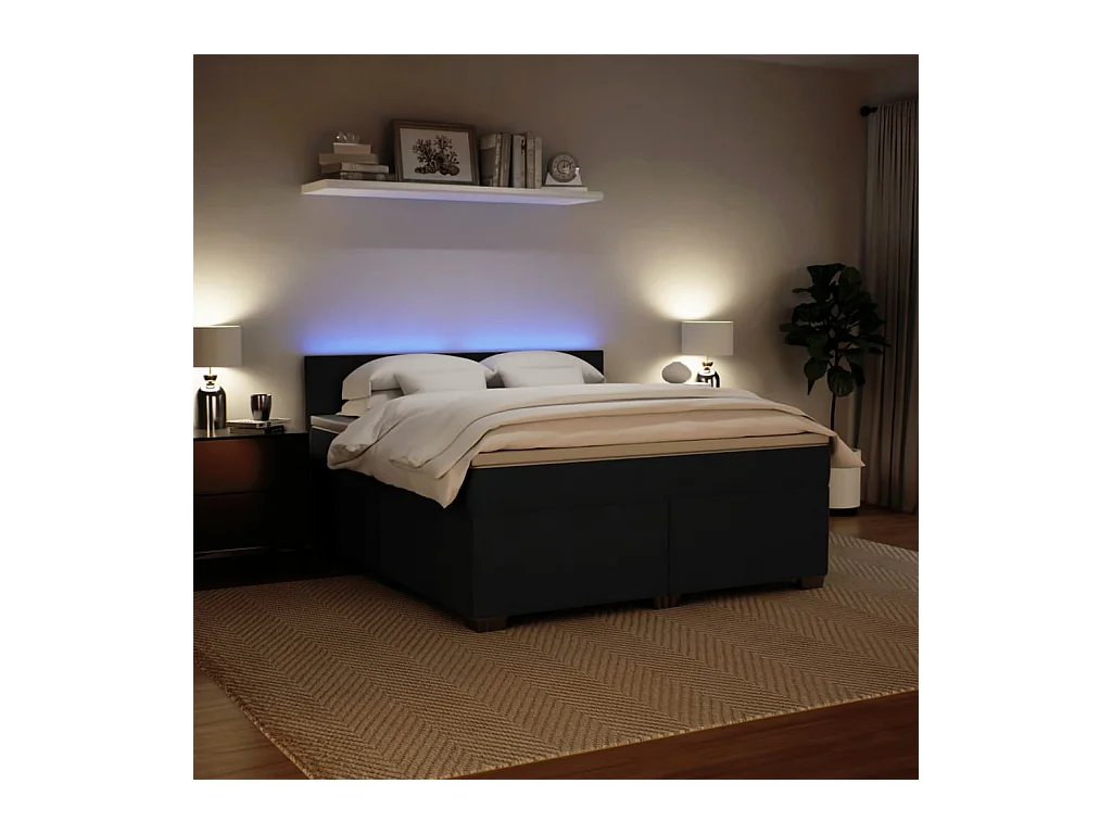 Sommier à lattes de lit avec matelas Noir 180x200 cm Velours