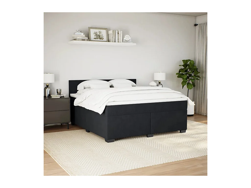 Sommier à lattes de lit avec matelas Noir 180x200 cm Velours