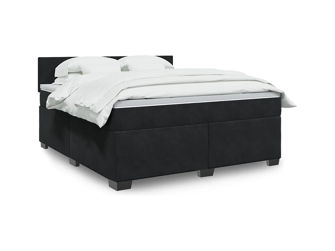 Cama box spring con colchón terciopelo negro 180x200 cm