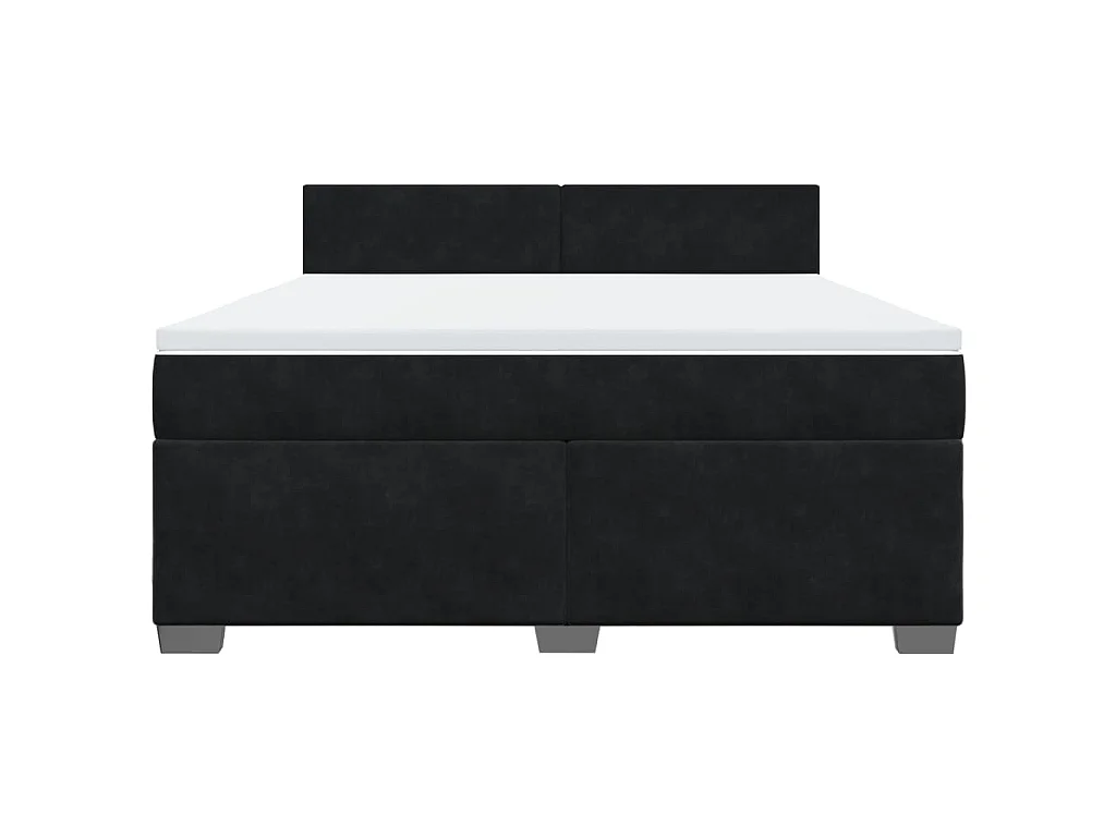 Giroletto a Molle con Materasso Nero 180x200 cm in Velluto