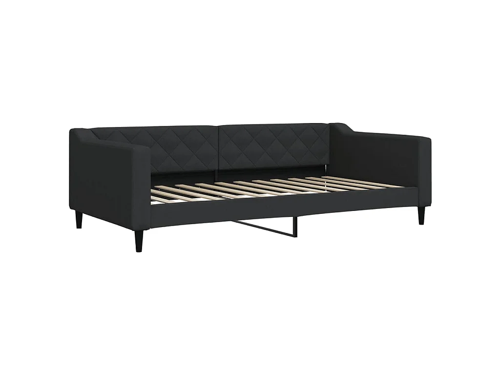 Divano Letto Estraibile con Materassi Nero 100x200 cm Tessuto