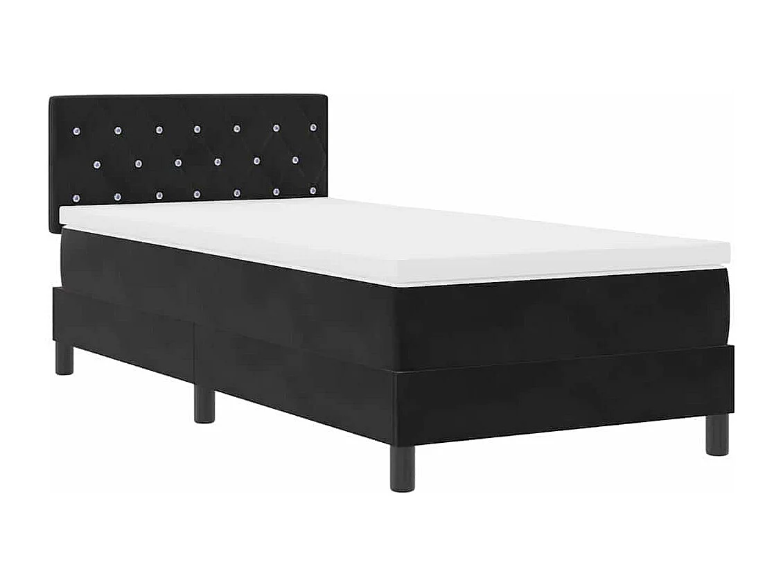 Cama tipo Box Spring con colchón Negro 90 x 190 cm Terciopelo