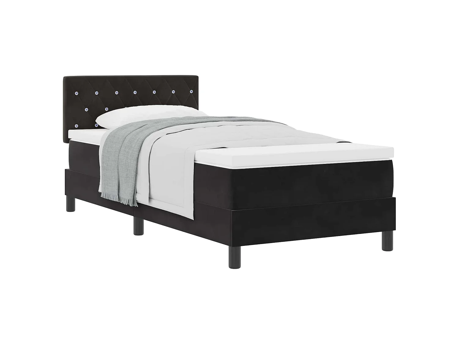 Boxspringbett mit Matratze Schwarz 90 x 190 cm Samt