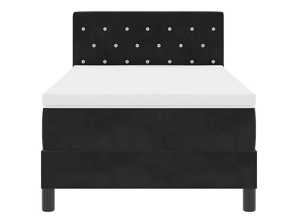 Boxspringbett mit Matratze Schwarz 90 x 190 cm Samt