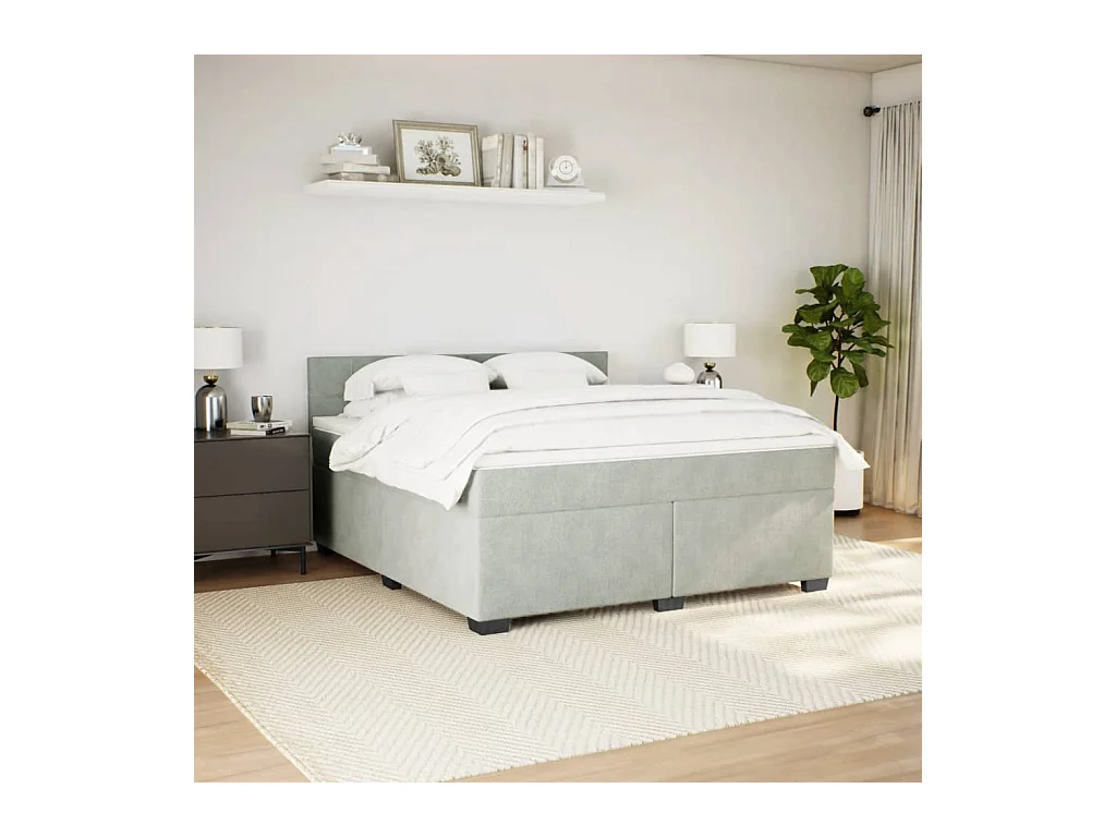 Sommier à lattes de lit et matelas Gris clair 180x200cm Velours
