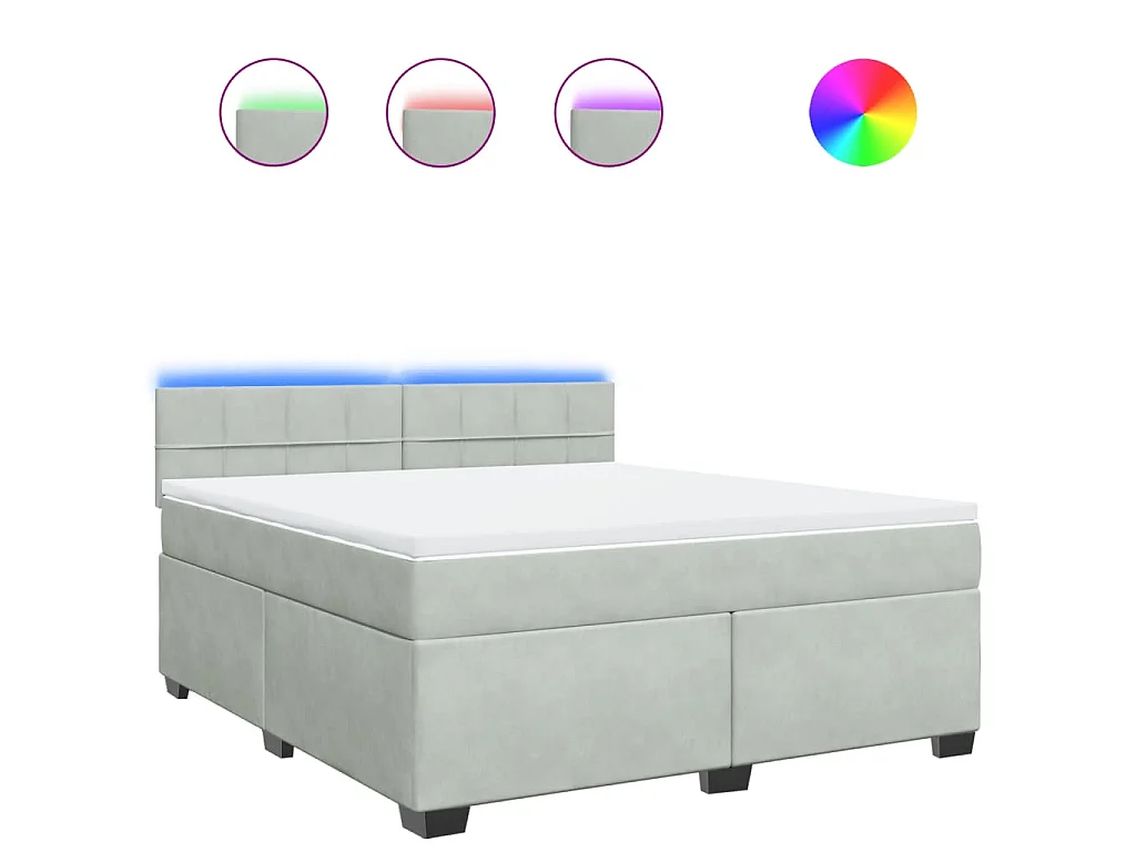 Boxspringbett mit Matratze Hellgrau 180x200 cm Samt