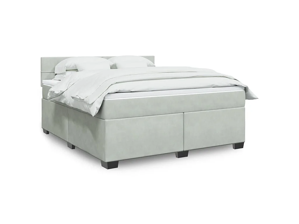 Boxspringbett mit Matratze Hellgrau 180x200 cm Samt