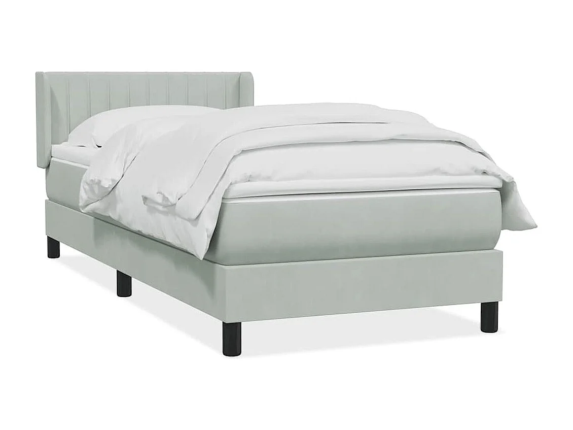 Boxspring met matras fluweel lichtgrijs 90x210 cm