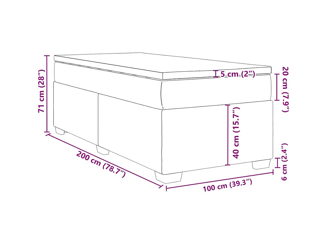 Boxspring met matras kunstleer wit 100x200 cm