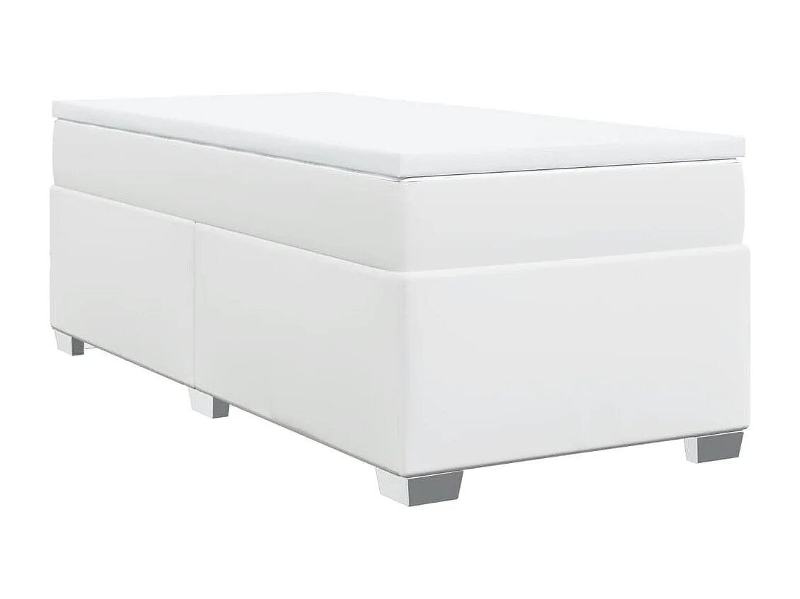 Boxspringbett mit Matratze Weiß 100x200 cm Kunstleder