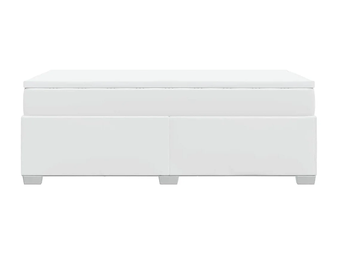 Boxspringbett mit Matratze Weiß 100x200 cm Kunstleder